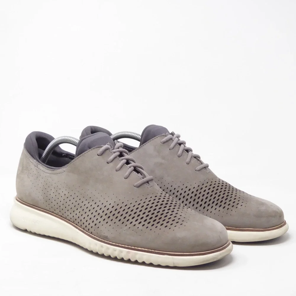 Cole Haan Mens 2.ZeroGrand Laser Wingtip Oxford Shoes Grey C23814 Size 10M